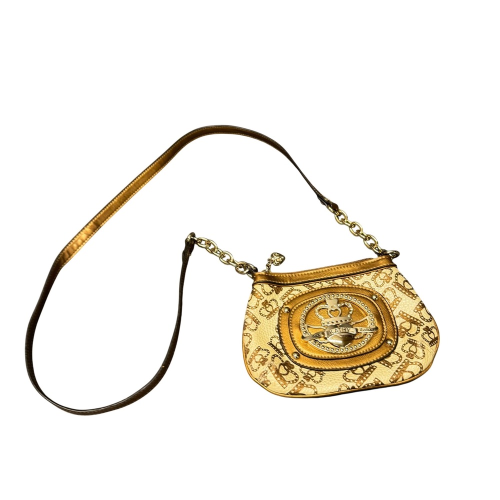 Kathy Van Zeeland‎ Crossbody Mini Bag Womens Small Monogram Gold Y2K Style Purse